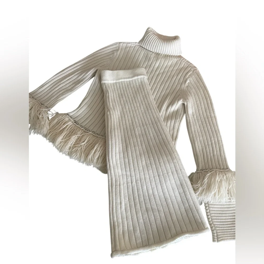 Jonathan Simkhai Cream Ribbed Turtleneck 

Skirt and sweater 100% Merino wool - Picture 5 of 16